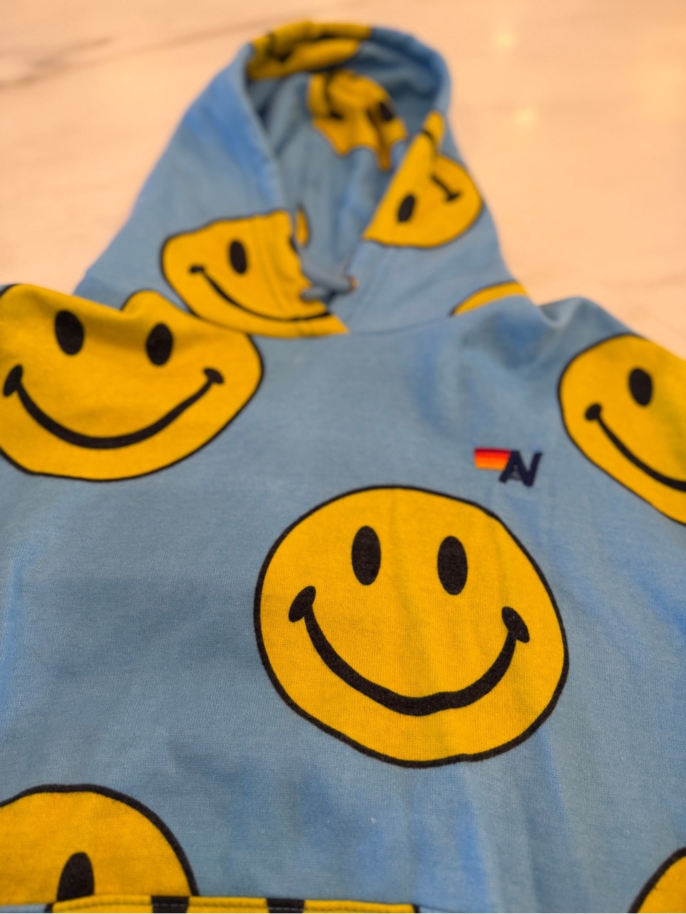 Aviator Nation blue hoodie and sweatpants smiley face set small s - Picture 3 of 8